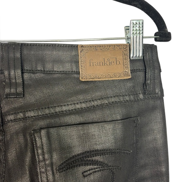 Y2K Frankle B. Black Coated Low Rise Jeans Size 26 - Picture 7 of 14